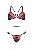 Комплект білизни Passion PEONIA SET L/XL red, бра, трусики