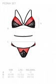 Комплект білизни Passion PEONIA SET S/M red, бра, трусики