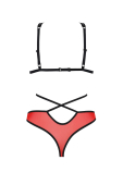 Комплект білизни Passion PEONIA SET XXL/XXXL red, бра, трусики