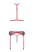 Комплект білизни Passion SATARA SET S/M red, топ, пояс для панчіх, стрінги