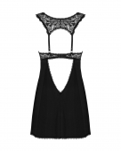 Сорочка бебі-дол з мереживом на грудях Obsessive Donna Dream babydoll XL/2XL Black, стрінги
