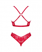 Комплект білизни Obsessive Lacelove cupless 2-pcs set M/L Red, відкритий доступ, відкриті груди