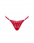 Мереживні стрінги Obsessive Lacelove thong XL/2XL Red, низька посадка