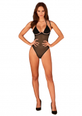 Прозоре боді Obsessive Selinne teddy M/L Black, дрібна сітка, подвійні бретелі