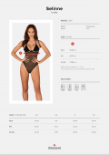 Прозоре боді Obsessive Selinne teddy M/L Black, дрібна сітка, подвійні бретелі