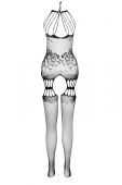 Бодістокінг з безліччю бретелей Passion BS095 One Size, white, імітація пояса та панчіх, з доступом