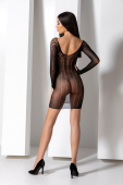 Напівпрозора мінісукня Passion BS101 One Size, black, рукави-мітенки