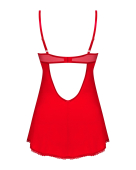 Пеньюар Obsessive Ingridia chemise & thong M/L, червоний, сорочка, стрінги