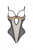 Еротичне боді Passion MARINA BODY, L/XL, beige, з відкритими чашками