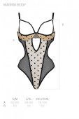 Еротичне боді Passion MARINA BODY, S/M, beige, з відкритими чашками
