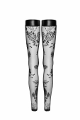 Панчохи Noir Handmade F243 Tulle stockings with patterned flock embroidery - M