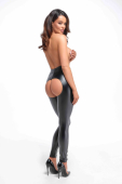 Легінси Noir Handmade F304 Taboo wetlook leggings with open crotch and bum - 3XL