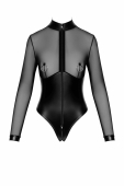Боді Noir Handmade F321 Edge wetlook and mesh body with rings - 3XL