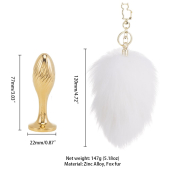 Металева анальна пробка Кролячий хвост LOCKINK SEVANDA White Bunny-Tail Anal Pear-shape Plug