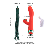 Вібратор-кролик з флогером LOCKINK SEVANDA Whip Vibrating Massage Wand - Red & Green
