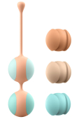 Вагинальные шарики Liebe Kewos — Peach/Mint, 5 шариков в комплекте, 15, 25, 35, 45 и 55 г