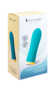 Вибропуля S Pleasures Bullets Twist & Shout Turquoise, бирюзовая, ребристая поверхность, 10 режимов