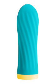 Вибропуля S Pleasures Bullets Twist & Shout Turquoise, бирюзовая, ребристая поверхность, 10 режимов