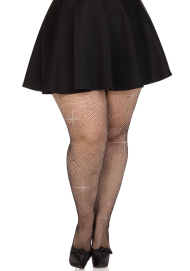 Колготки Leg Avenue Rhinestone micro net tights Plus size Black, дрібна сітка, стрази