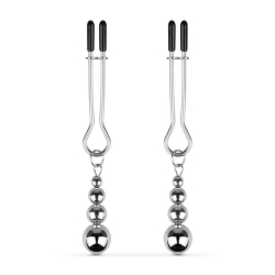 Зажимы для сосков Bedroom Fantasies: Nipple Clamps with Beaded Chain - Silver