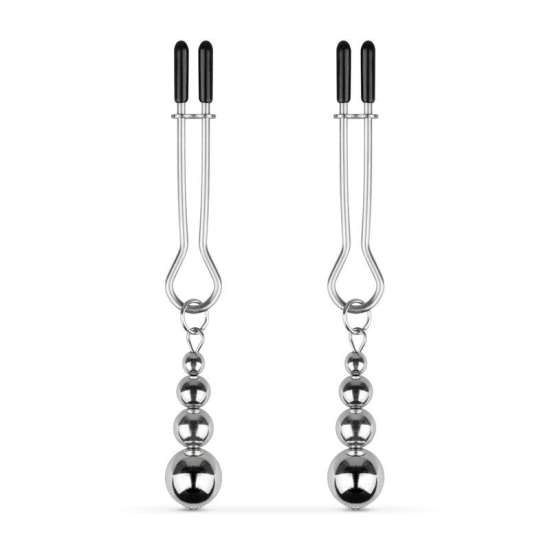 Зажимы для сосков Bedroom Fantasies: Nipple Clamps with Beaded Chain - Silver