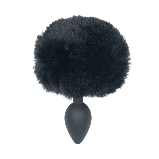 Анальная пробка с хвостом Punishment - Bunny Tail Silicone Anal Plug - Black