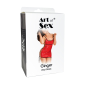 Сексуальное лакированное платье на шнуровке Art of Sex - Ginger красное XS-M