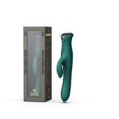 Смарт пульсатор-кролик с вибрацией Zalo Mose 2 Turquoise Green, подогрев до 42°C, кристалл Swarovski