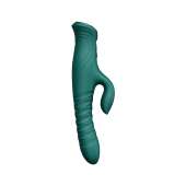 Смарт пульсатор-кролик с вибрацией Zalo Mose 2 Turquoise Green, подогрев до 42°C, кристалл Swarovski