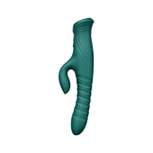 Смарт пульсатор-кролик с вибрацией Zalo Mose 2 Turquoise Green, подогрев до 42°C, кристалл Swarovski