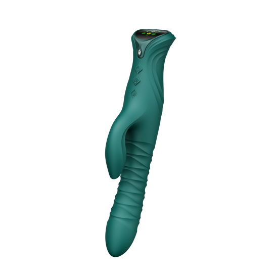 Смарт пульсатор-кролик с вибрацией Zalo Mose 2 Turquoise Green, подогрев до 42°C, кристалл Swarovski