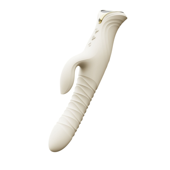 Смарт пульсатор-кролик с вибрацией Zalo Mose 2 Ivory White, подогрев до 42 °C, кристалл Swarovski