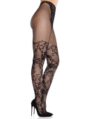 Колготки Leg Avenue Dahlia Lace Tights with Net Thigh Detail One Size
