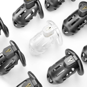 Клетка для пениса LOCKINK SEVANDA Plastic Penis Chastity Cage, черная, 3 кольца разных размеров