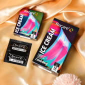 Презервативы Holographic Recare Ice Cream Big Dotted Condoms 3 шт, с пупырышками, аромат: мороженое