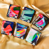 Презервативы Holographic Recare Ice Cream Big Dotted Condoms 3 шт, с пупырышками, аромат: мороженое