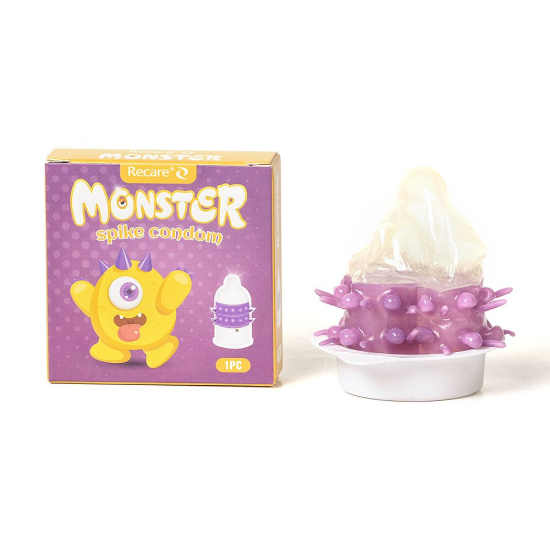 Насадка на член Recare Yellow Monster Spike Condom (презерватив с рядами пупырышков и шипов)
