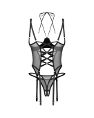 Корсет Obsessive Dominna cupless corset & crotchless thong L/XL