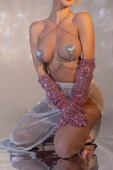 Пестис-сердечки с кисточками и чокером JSY Nipple Sticker AC8021 Sliver