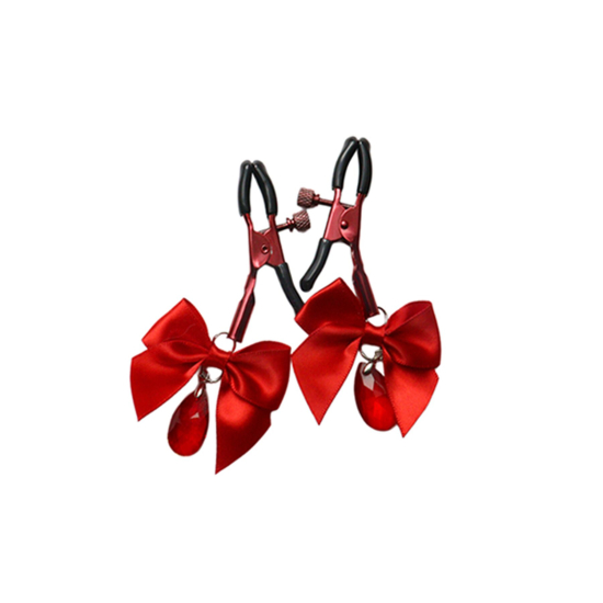 Зажимы для сосков с регулировкой Art of Sex - Flirty Bow, цвет красный