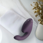 Двойной вакуумный клиторальный стимулятор с вибрацией Womanizer Next Duo - Dark Purple