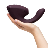 Двойной вакуумный клиторальный стимулятор с вибрацией Womanizer Next Duo - Dark Purple