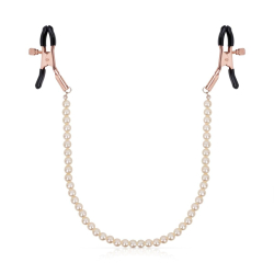 Зажимы для сосков с жемчужной цепочкой Rosy Gold - Nipple Clamps Pearls