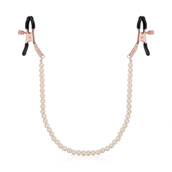 Зажимы для сосков с жемчужной цепочкой Rosy Gold - Nipple Clamps Pearls
