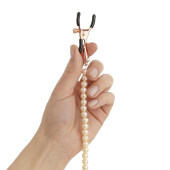 Зажимы для сосков с жемчужной цепочкой Rosy Gold - Nipple Clamps Pearls